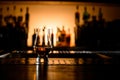 great view on clear glass of alcoholic drink on bar counter. Copy space. Royalty Free Stock Photo