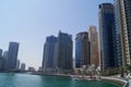 Great view of Dubai city from the water. United Arab Emirates.