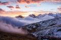 Great view of the foggy valley in Gran Paradiso National Park, Alps, Italy, dramatic scene, beautiful world. colourful autumn Royalty Free Stock Photo