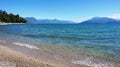 Great view of Lake Garda from Sirmione beach Lido delle Bionde, Italy