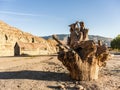 Great view of Outdoors western style set for movies, mini hollywood in the middle of desert, in Tabernas, Almeria, Andalucia,