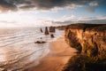 Great view at the rocks of the twelve apostels along the Great Ocean Road in south Australia