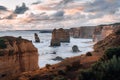 Great view at the rocks of the twelve apostels along the Great Ocean Road in south Australia