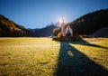 Morning in St. Magdalena village. Location Val di Funes, Dolomite alps, Italy, Europe