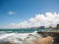 Great view of the sea on a beautiful windy day at Condado beach, San Juan, Puerto Rico