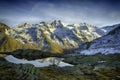 Great view of small lake in Gran Paradiso National Park, Alps, Italy, beautiful world. calm scenery with mountains Royalty Free Stock Photo