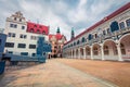 Great view of Stallhof und Langer Gang palace. Colorful autumn cityscape of Dresden, Saxony, Germany, Europe. Traveling concept