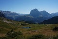 Great view to sella and langkofel group from alp