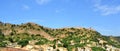 Great wall around Amber fort Jaipur, Rajasthan Royalty Free Stock Photo