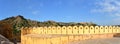 Great wall around Amber fort Jaipur, Rajasthan Royalty Free Stock Photo