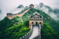 The Great Wall of China in the foggy day, Beijing, China, The Great Wall of China, AI Generated