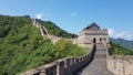 Great Wall of China in a green forest landscape at Mutianyu in Huairou District near Beijing, China. Royalty Free Stock Photo