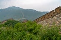 Great Wall of China, green plants, unique point of view, saturated colors, seen from long distance