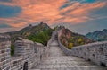 Great wall of China nature scene during sunset Royalty Free Stock Photo