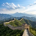 The Great Wall of China with Beautiful Mountain Backdrop Royalty Free Stock Photo