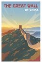 The great wall of China. Vector poster