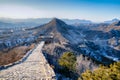 Great wall of China under sunshine during sunset Royalty Free Stock Photo
