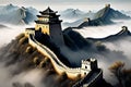 the Great wall with nature and clouds Royalty Free Stock Photo