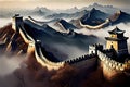 the Great wall with nature and clouds Royalty Free Stock Photo