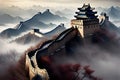 the Great wall with nature and clouds Royalty Free Stock Photo