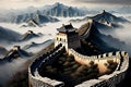 the Great wall with nature and clouds Royalty Free Stock Photo