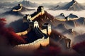 the Great wall with nature and clouds Royalty Free Stock Photo