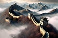the Great wall with nature and clouds Royalty Free Stock Photo
