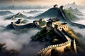 the Great wall with nature and clouds Royalty Free Stock Photo