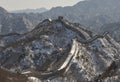 The Great Wall in winter white snow Royalty Free Stock Photo