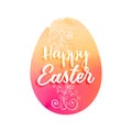 Great watercolor easter egg with floral decoration