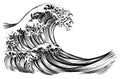 Great Wave Japanese Style Engraving Royalty Free Stock Photo