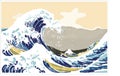 `The Great Wave in Kanagawa`, also known as the Great Wave. Black and white drawing