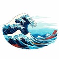 Great Wave At Kanagawa: Pop Art Illustration With Surrealistic Elements Royalty Free Stock Photo
