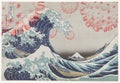 The Great Wave off Kanagawa against coronavirus background