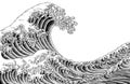 Great Wave Vintage Japanese Engraved Woodcut Style Royalty Free Stock Photo