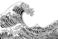 Great Wave Vintage Japanese Engraved Woodcut Style Royalty Free Stock Photo