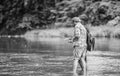 Great way to spend time outside with family and friends. Men fishing. Fisherman family at river. Rod tackle. Fishing Royalty Free Stock Photo