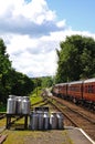 Great Western steam train and carriages, Hampton Loade. Royalty Free Stock Photo