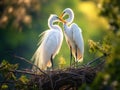 Great White Egret Wildlife Nesting at Nature Bird Rookery Royalty Free Stock Photo