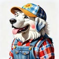 Great white pyrenees dog portrait casual work clothing