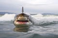 Great White Shark (Carcharodon carcharias) at the beach. Generative AI Royalty Free Stock Photo