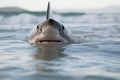 Great White Shark (Carcharodon carcharias) at the beach. Generative AI