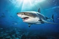 Great White Shark Carcharodon carcharias, Great white shark, Carcharodon carcharias, on a coral reef, AI Generated Royalty Free Stock Photo