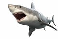 Great white Shark the famous predator in the ocean isolated on white background, marine animal, clip art, diversity of animals, Royalty Free Stock Photo