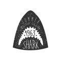 Great White Shark Head Summer Surf Club Black And White Stamp With Dangerous Animal Silhouette Template