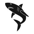 Great white shark icon in black style isolated on white background. Surfing symbol Royalty Free Stock Photo