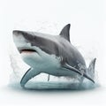 Great white shark jumping out of the water. Generative AI