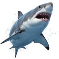 Great white shark with open jaws and formidable, sharp teeth Royalty Free Stock Photo