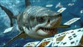 Great White Shark Playing Cards Funny Meme Poker Rummy Cribbage