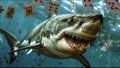 Great White Shark Playing Cards Funny Meme Poker Rummy Cribbage